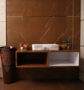 Floating bathroom cabinet
